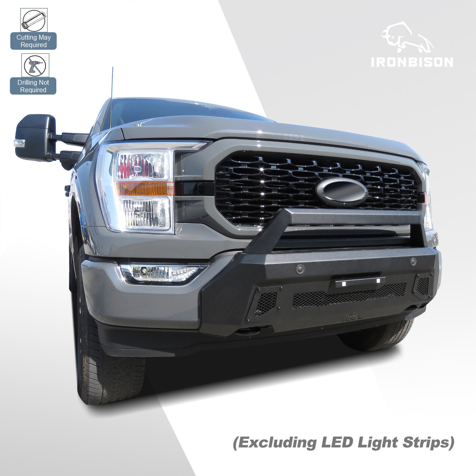 Front Bumper Compatible with 2021-2023 Ford F150 Bull Bar Guard Cutting Required