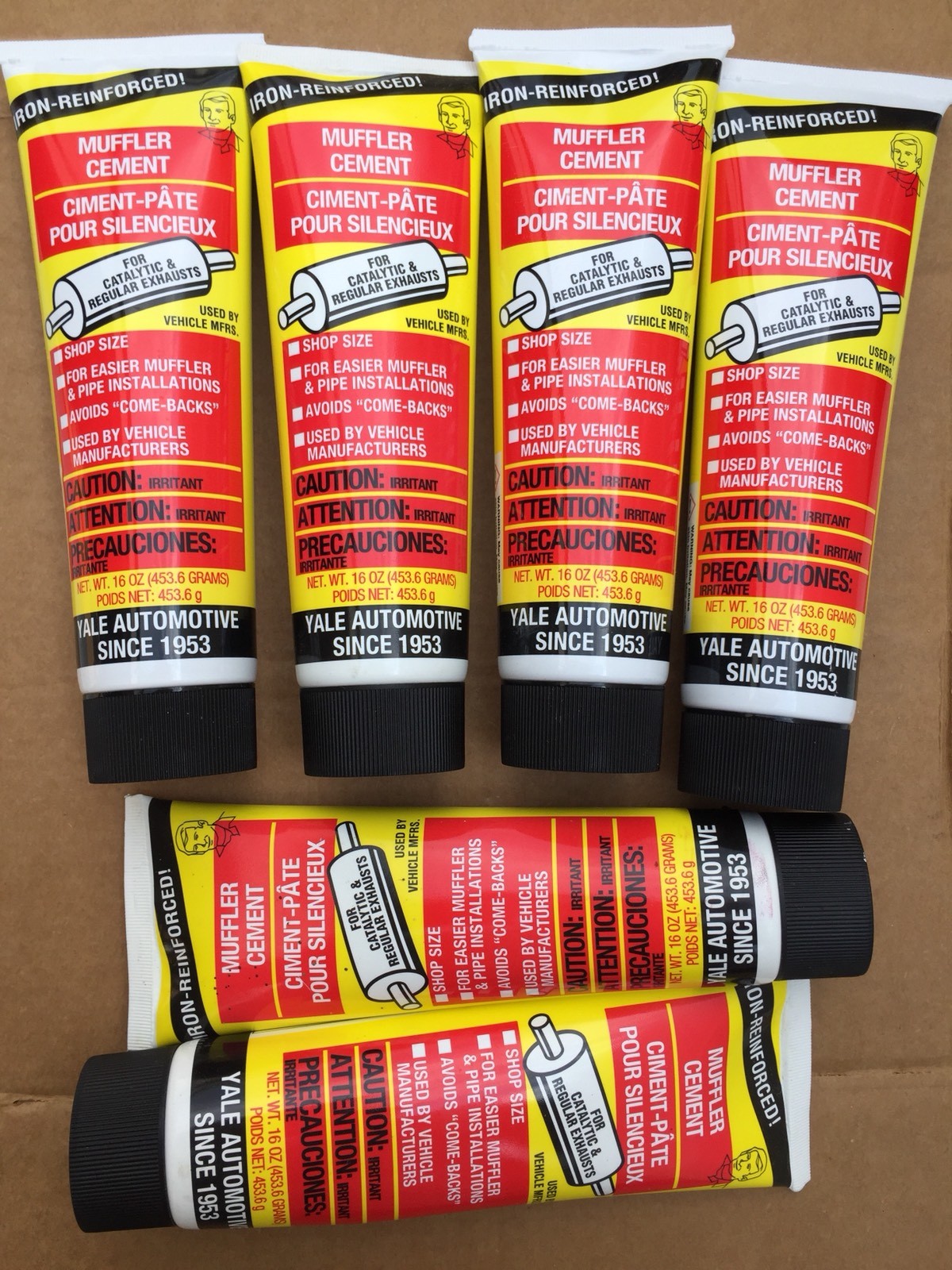 6 LBS-1 LB TUBES of Yale MC16 Muffler Cement 16 oz – MADE IN USA!