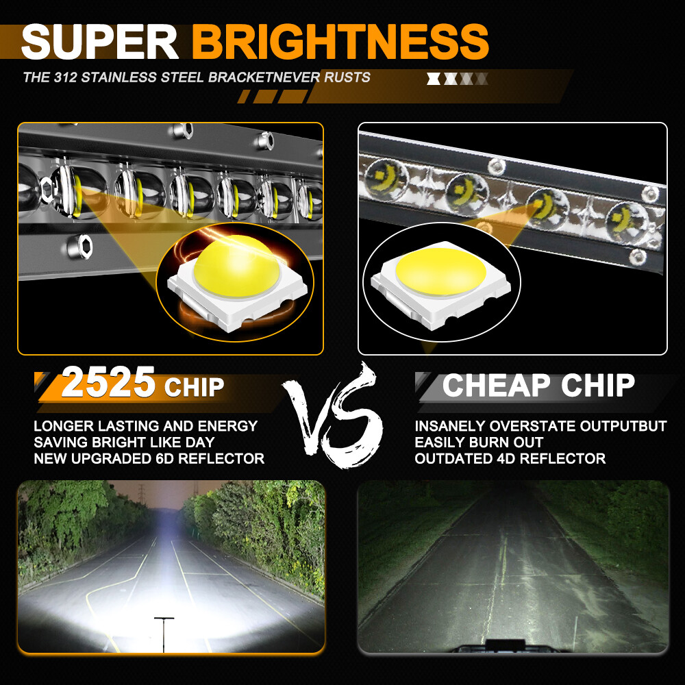 Single Row Curved 20″26″32″38″44″50″ LED Light Bar Slim Off Road Driving 4WD SUV