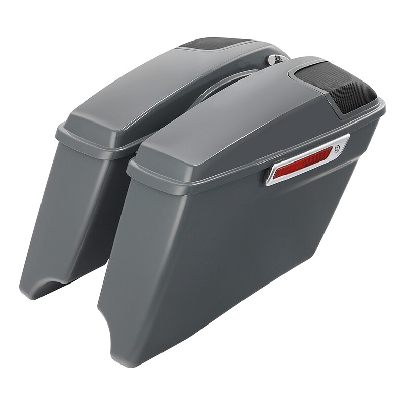 4″ Stretched Hard Saddlebags Fit For Harley Touring 2014-2024 2023 Gunship Gray