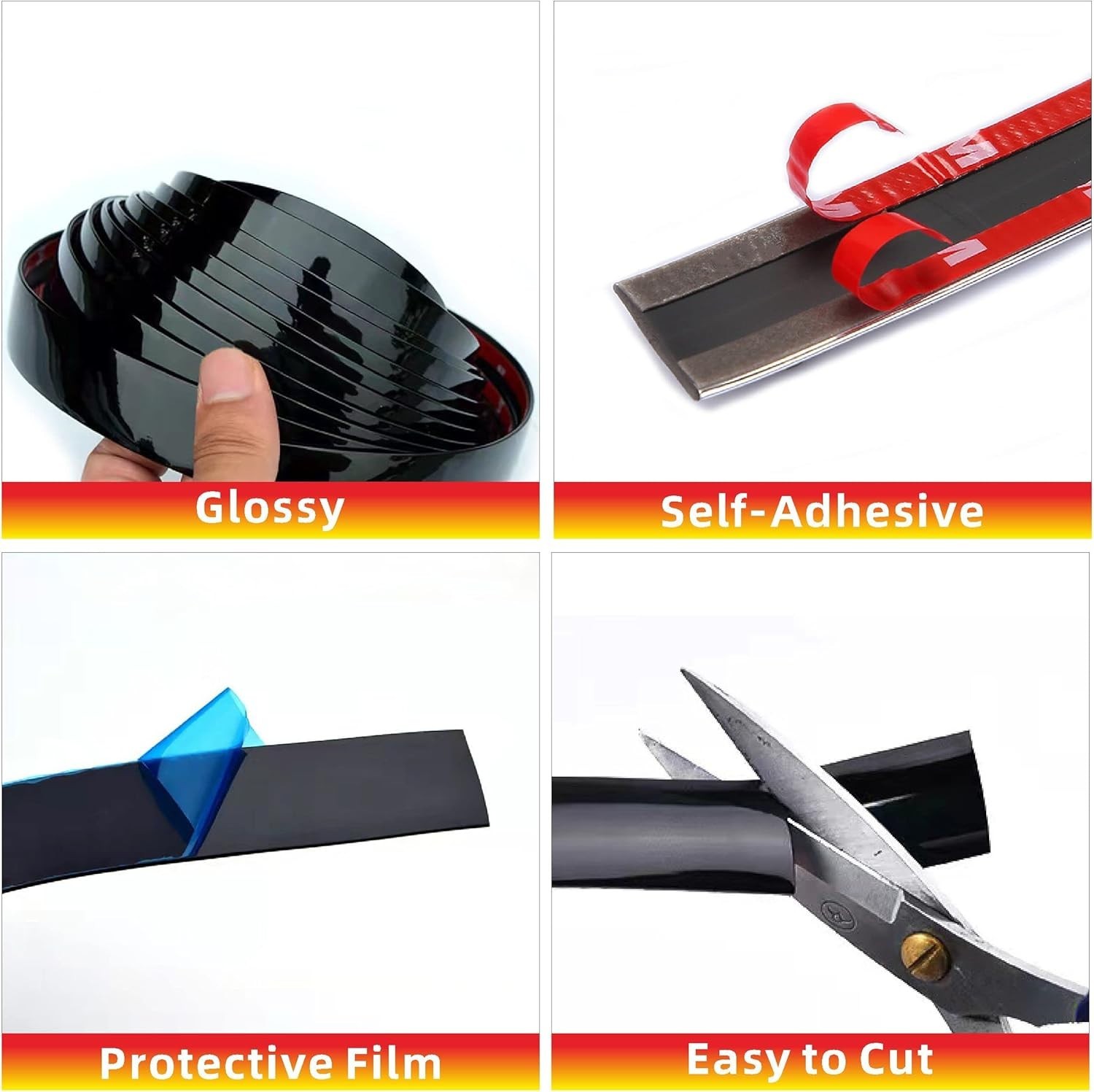 Flexible 16FT Scratch-Proof Trim Strip for Universal Vehicle and Furniture Fit