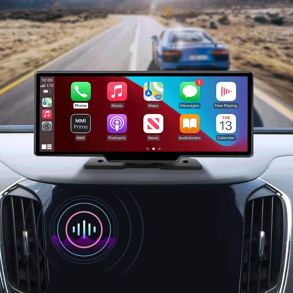 10.26 inch Dash Cam 4K Car DVR Wireless Carplay Android Auto GPS Navigation