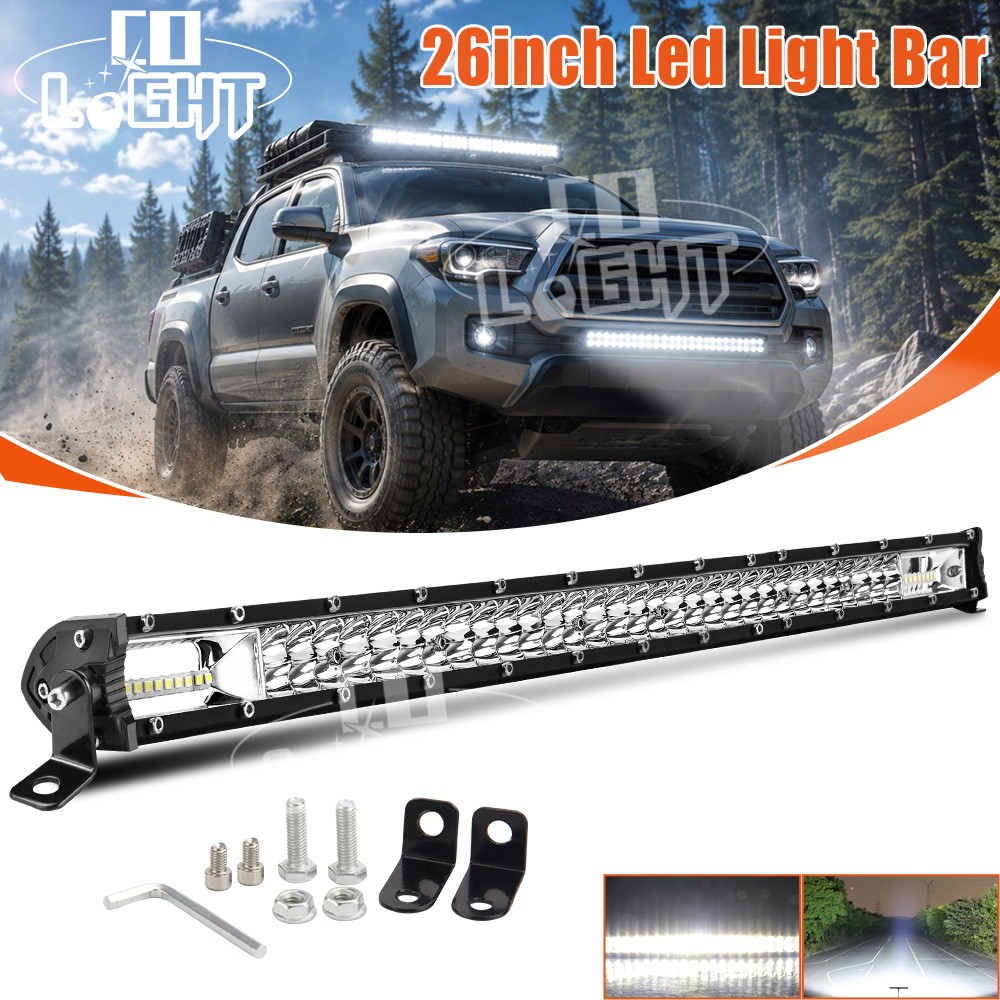 26″inch 2000W Dual Row LED Work Light Bar 4WD Truck SUV ATV Driving Lamp 25/24″
