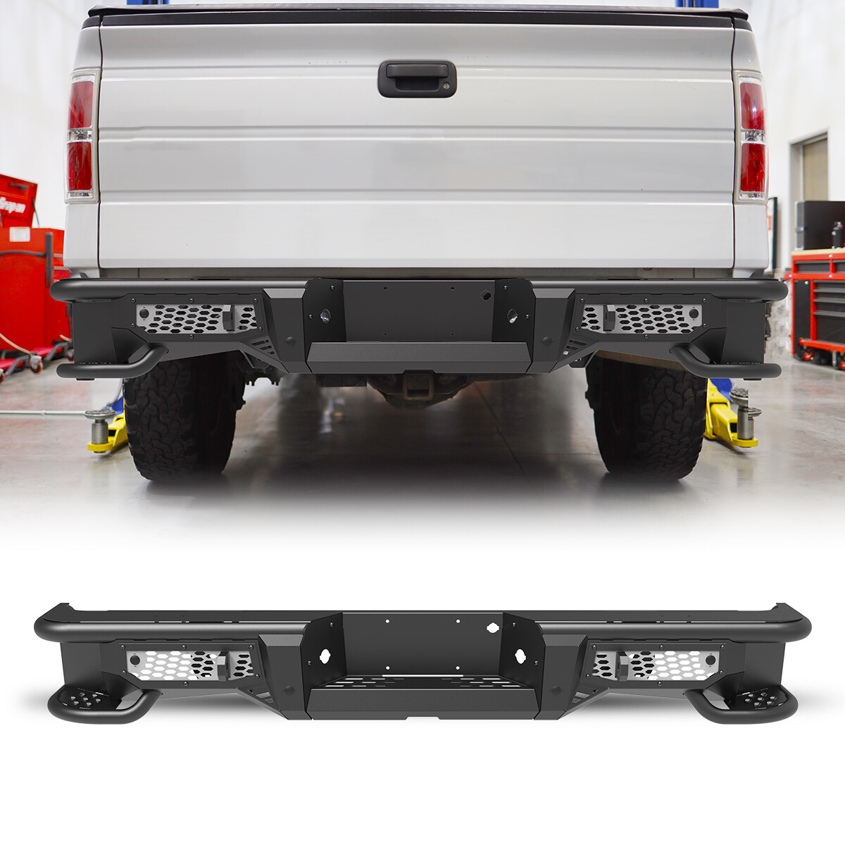 Rear Bumper Silver Painted Replacement Heavy Duty Steel For 2006-2014 Ford F150