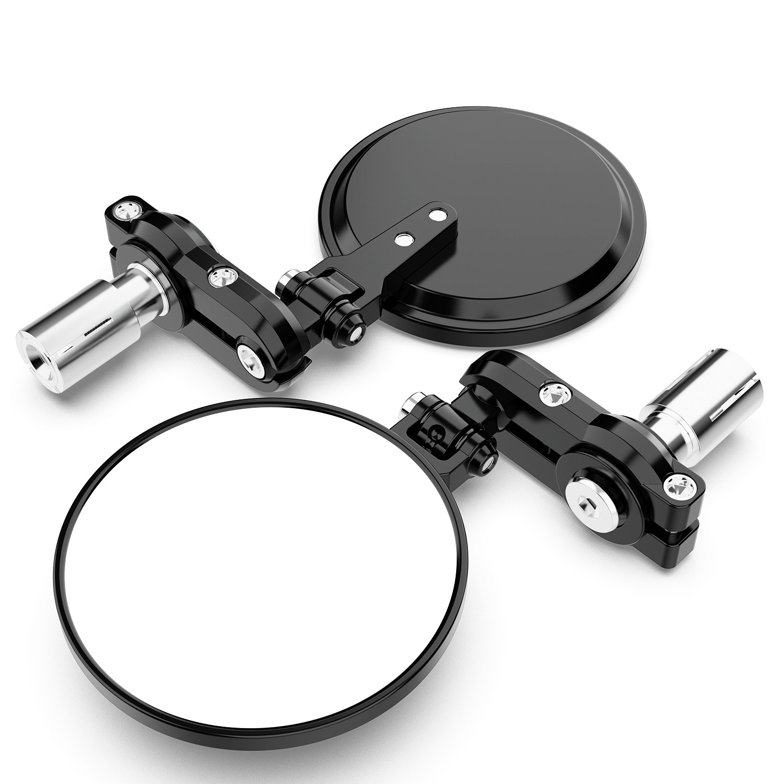 2PCS Universal Motorcycle Mirrors 7/8″ 22mm Handle Bar End Rearview Side Mirrors