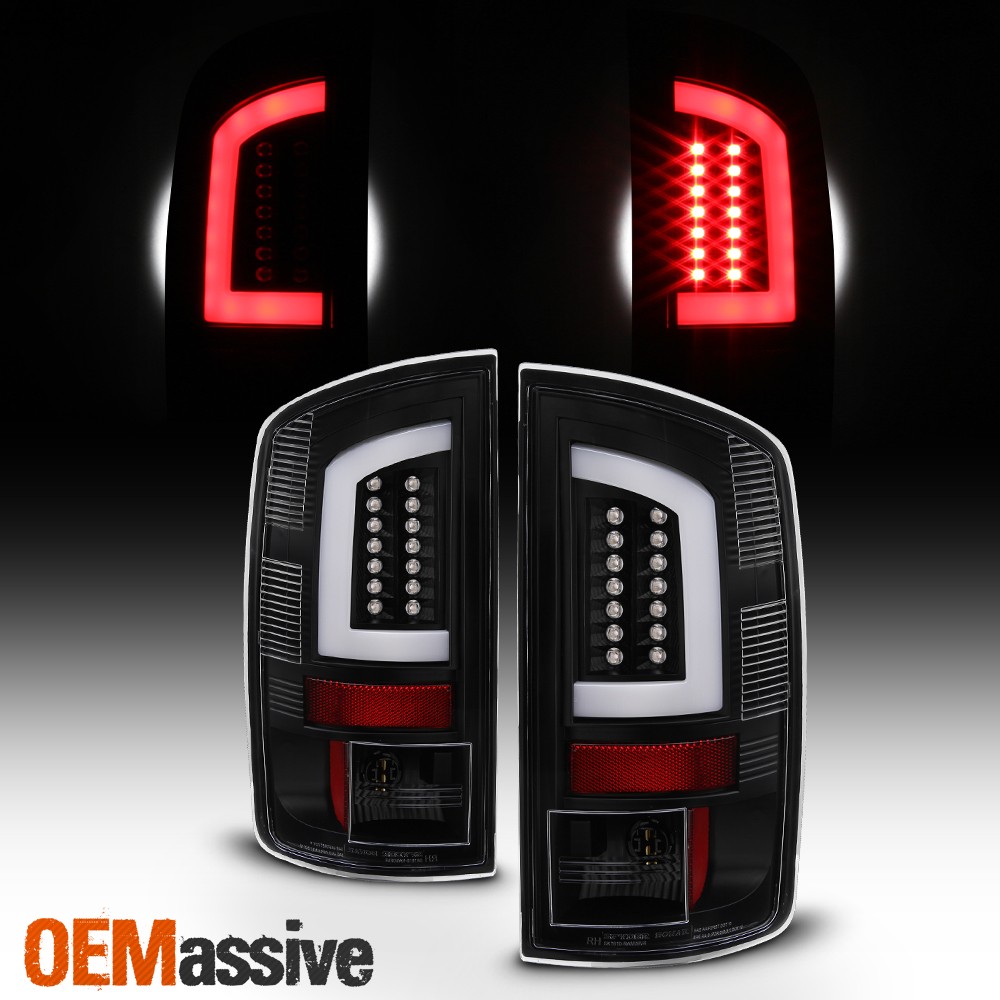 Fits 2007-2009 Dodge Ram 1500 2500 3500 LED Light Bar Tail Lights Pair – Black