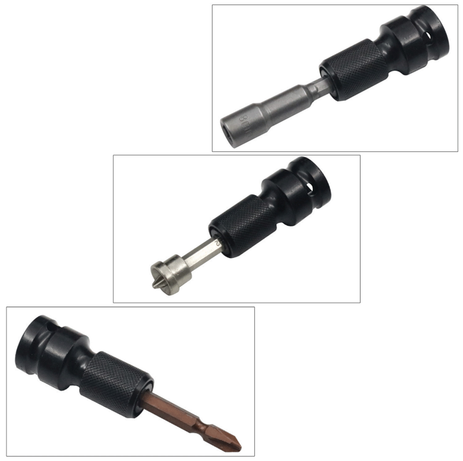 2Pcs 1/2″ Drive To 1/4″ Socket Adapter for IMPACT WRENCH Hex Drill Chuck Convert