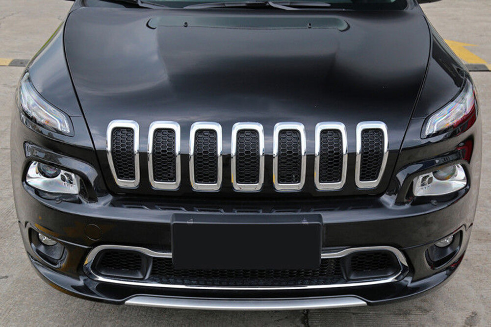 For 2014-2018 Jeep Cherokee Front Grill Inserts Honeycomb Mesh Cover Chrome 7pcs