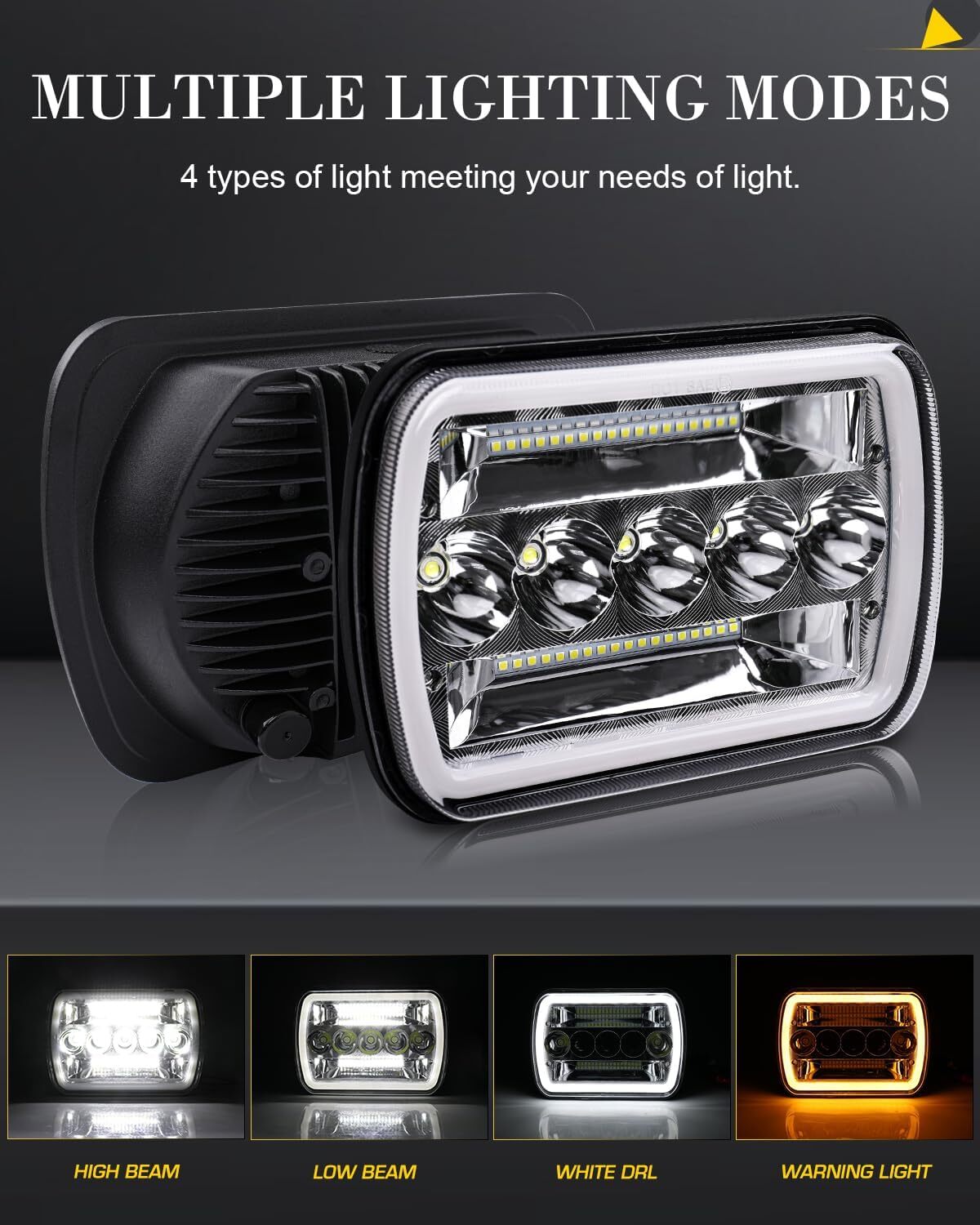 For Ford E-150 Econoline E-250 E-350 7×6″ 5X7″ in LED Headlights Hi-Lo Beam DRL