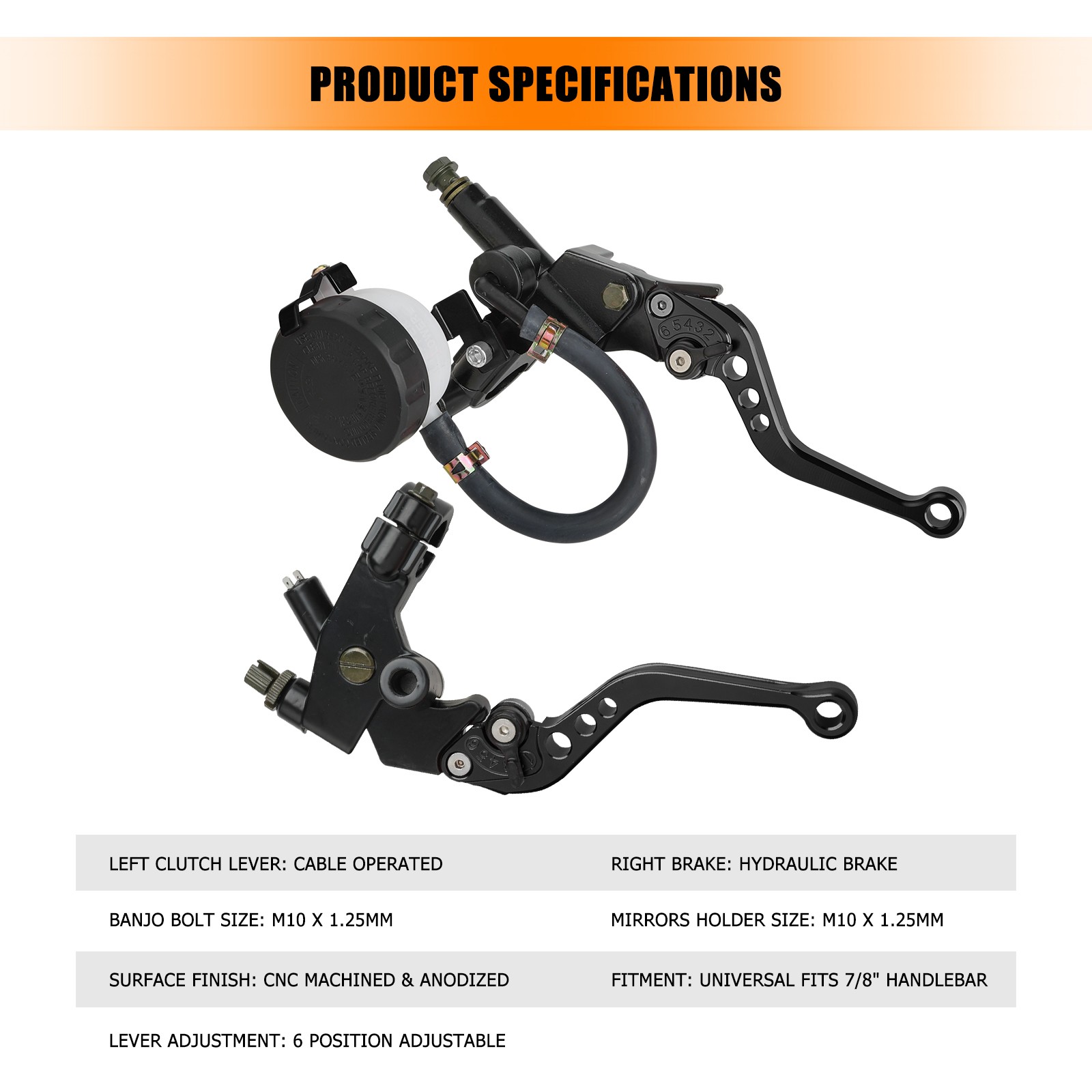 7/8″ 22mm Brake Master Cylinder Cable Clutch Lever Kits Motorcycle Dirt Bike ATV