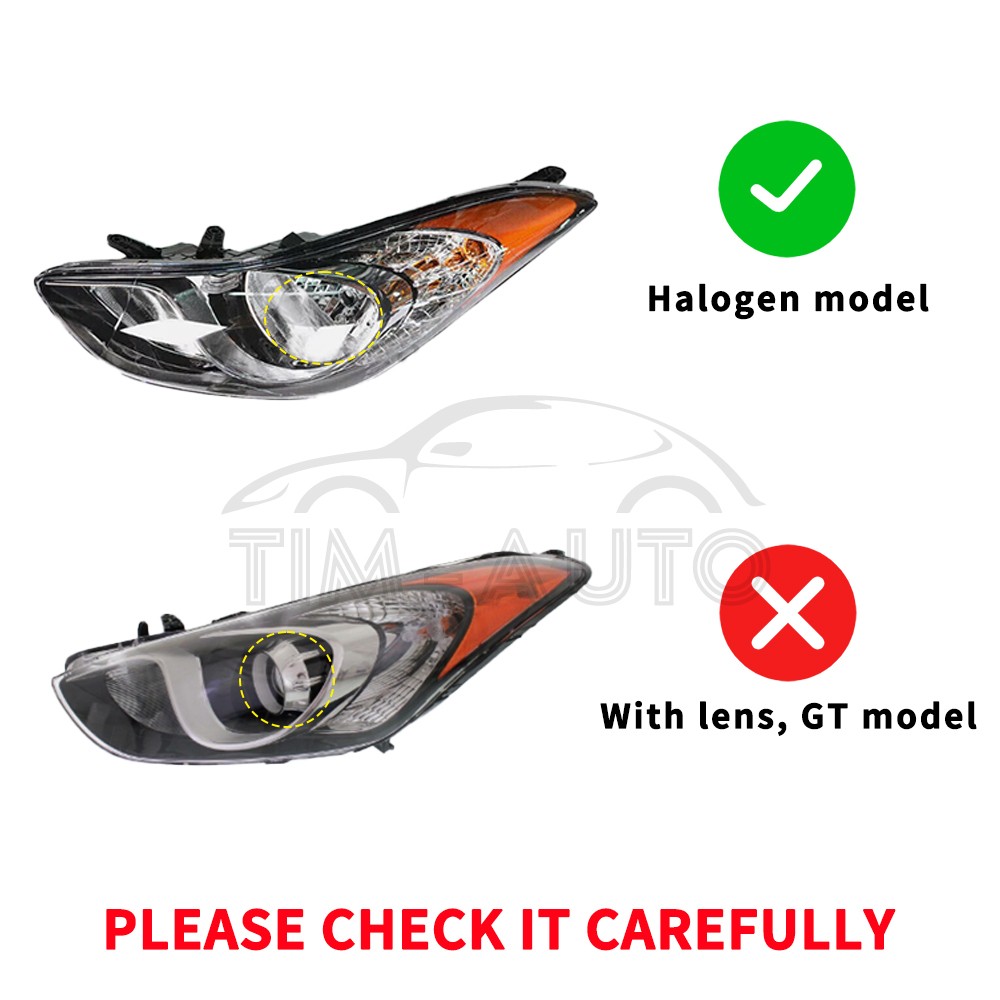 Pair Set Halogen Headlight Headlamp Assembly For 2011-2013 Hyundai Elantra