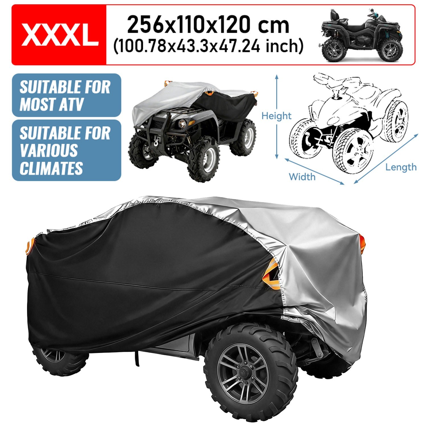 XXXL Quad ATV Cover Waterproof Snow Dust Heat Resistant All Weather Protection