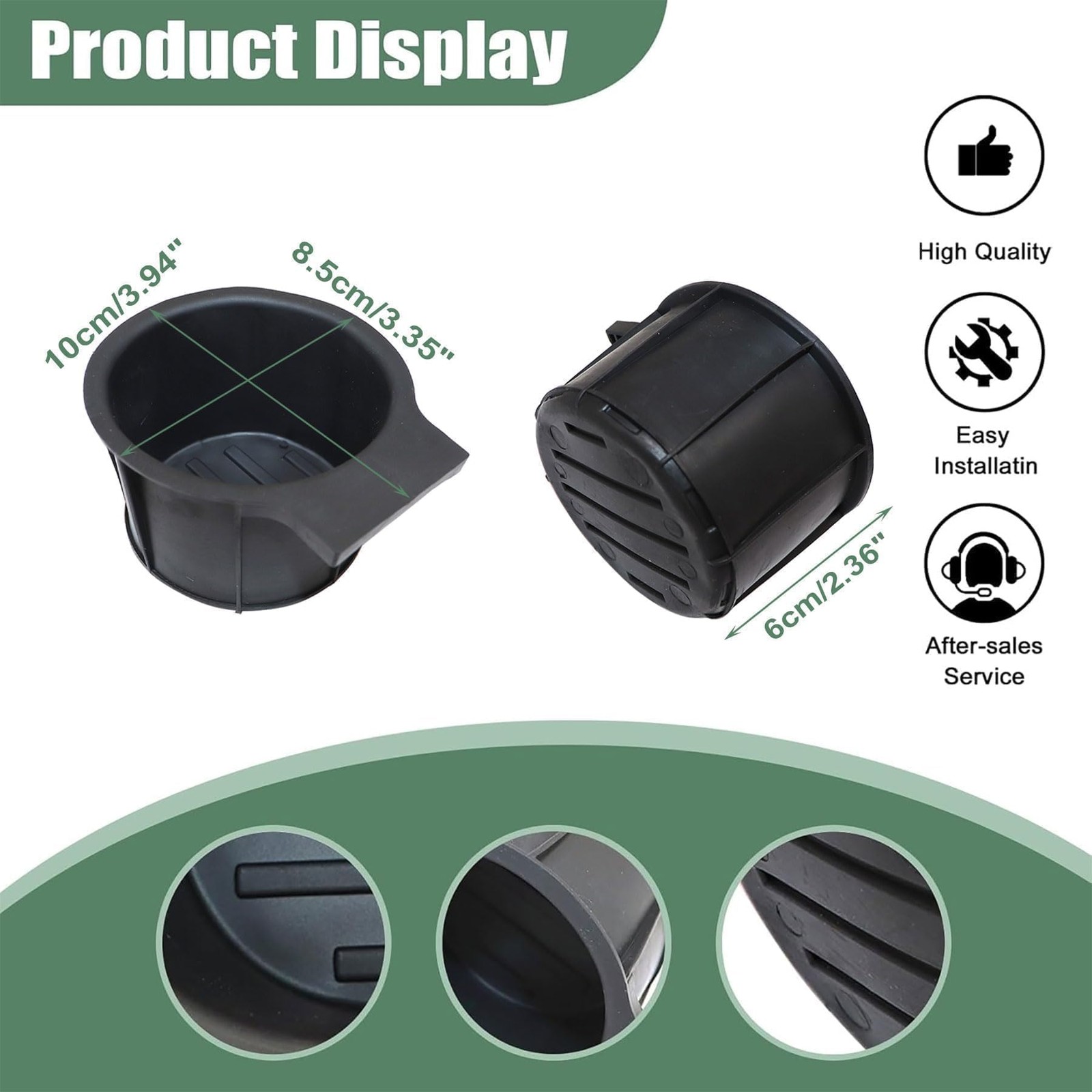 ATUOTPO 2Pcs Black Cup Holder Inserts Center Console Insert,