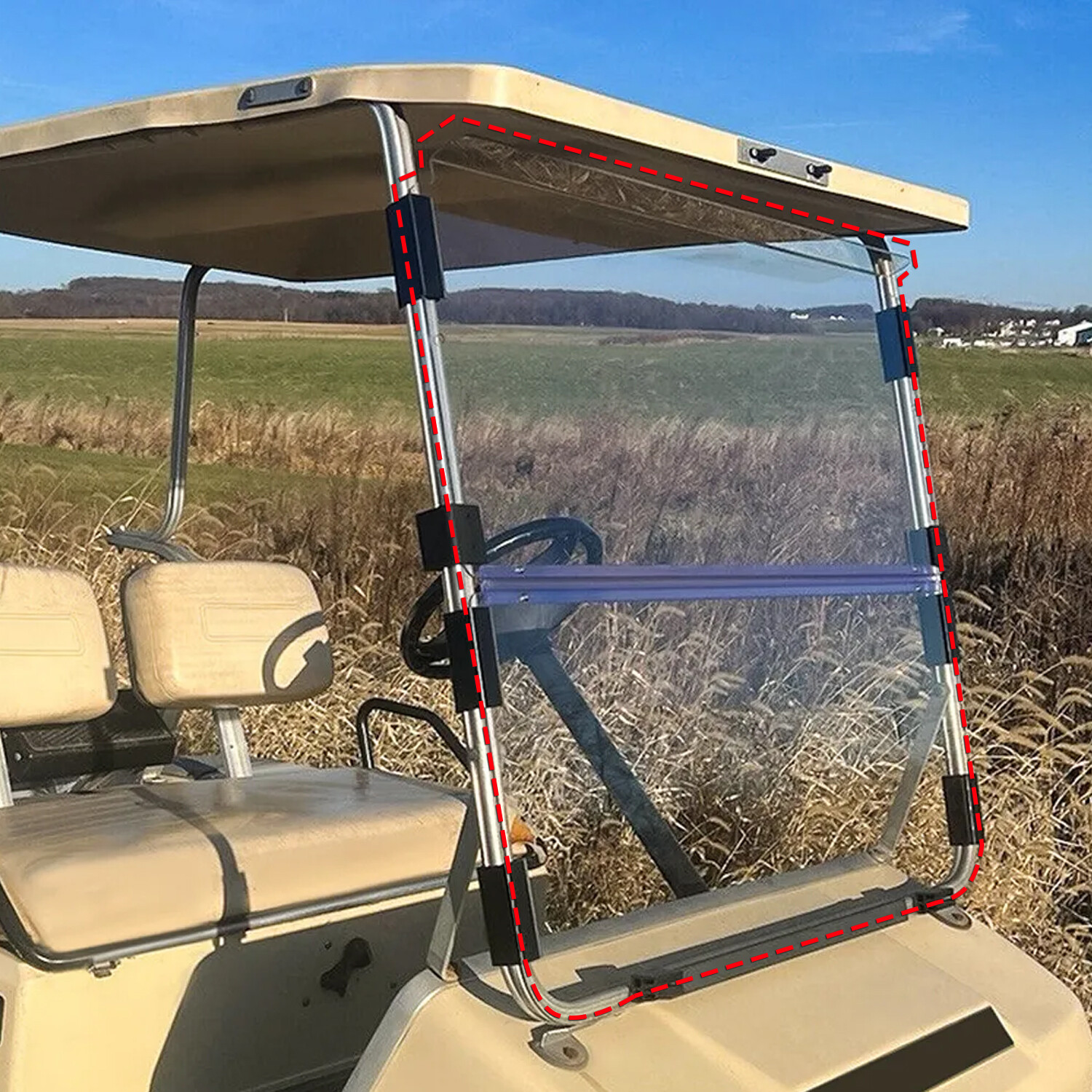 For Club Car DS 1982-2000.5 Clear Folding Windshield Golf Cart Windscreen
