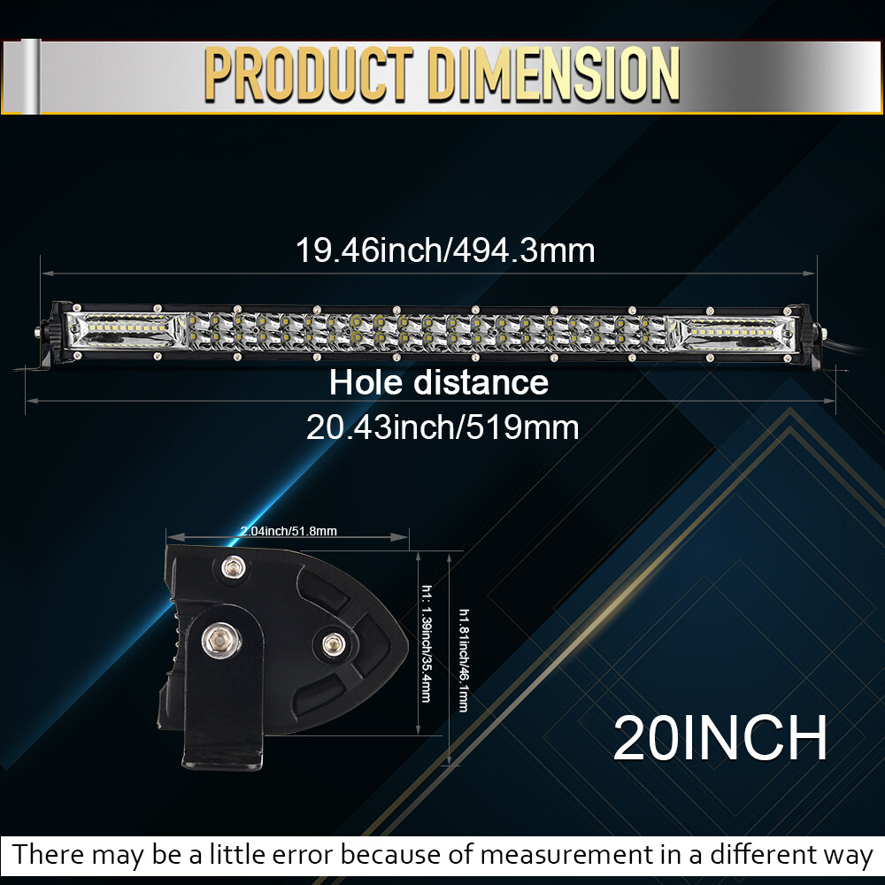 Dual Row 20inch 1200W Led Light Bar Spot Flood Combo Work UTE Truck SUV ATV 22”