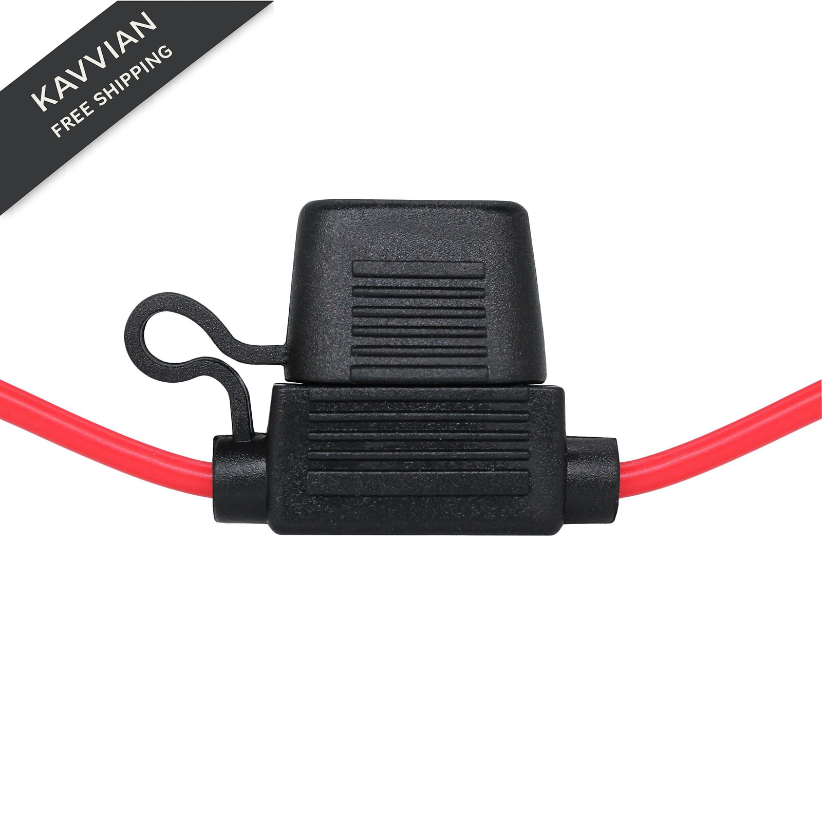 VANTRONIK Waterproof Medium Inline Fuse Holder with 12 Gauge AWG Wire Black