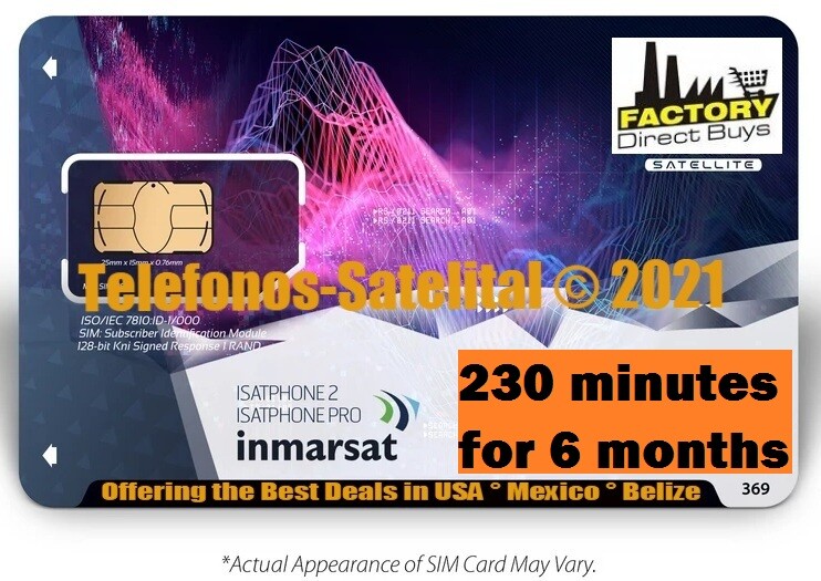Inmarsat Plan of 200 mins 6 Months for Isatphone Pro 2 Fly Fisherman SOS Mexico