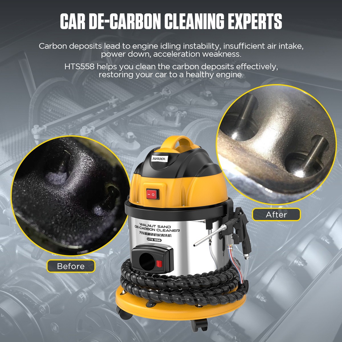 Walnut Blaster Engine Intake Valve Cleaning Carbon Deposits Cleaning Machine US