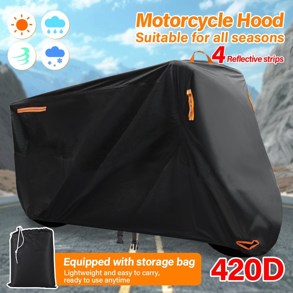 Motorcycle Cover 420D Heavy Duty | All Season Waterproof Outdoor Storage XXXXL