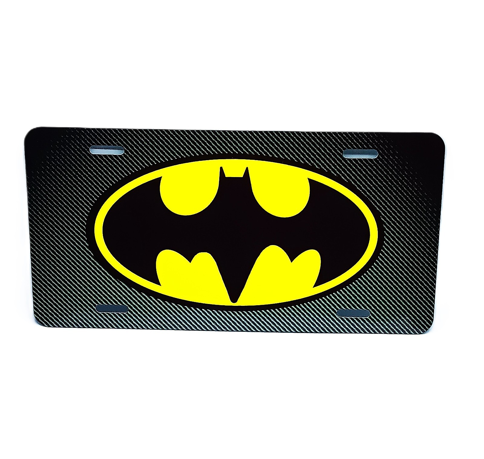 BATMAN METAL CAR LICENSE PLATE CARBON FIBER LOOK BACKGROUND