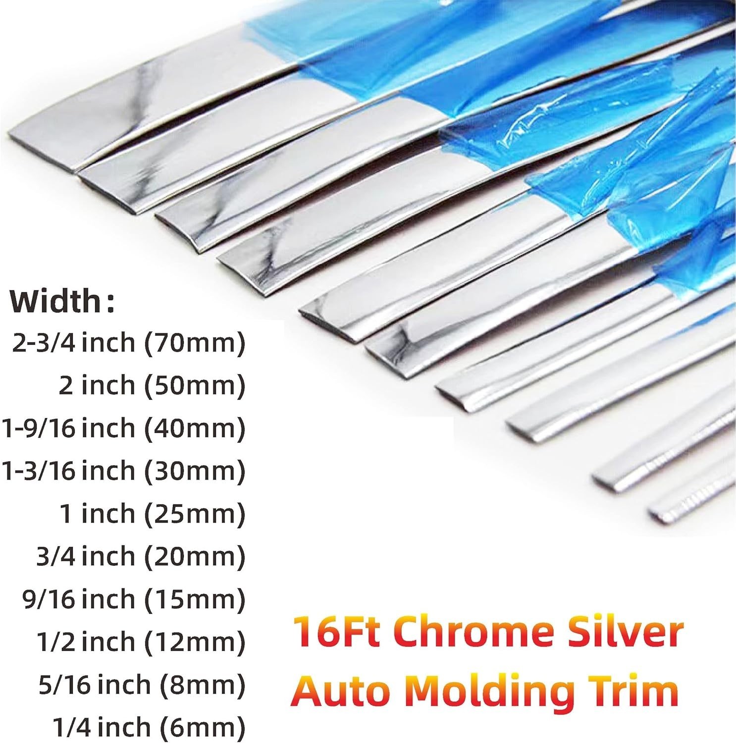 Durable 16Ft Self-Adhesive Chrome Car Trim – Universal Fit for Multiple Surfaces