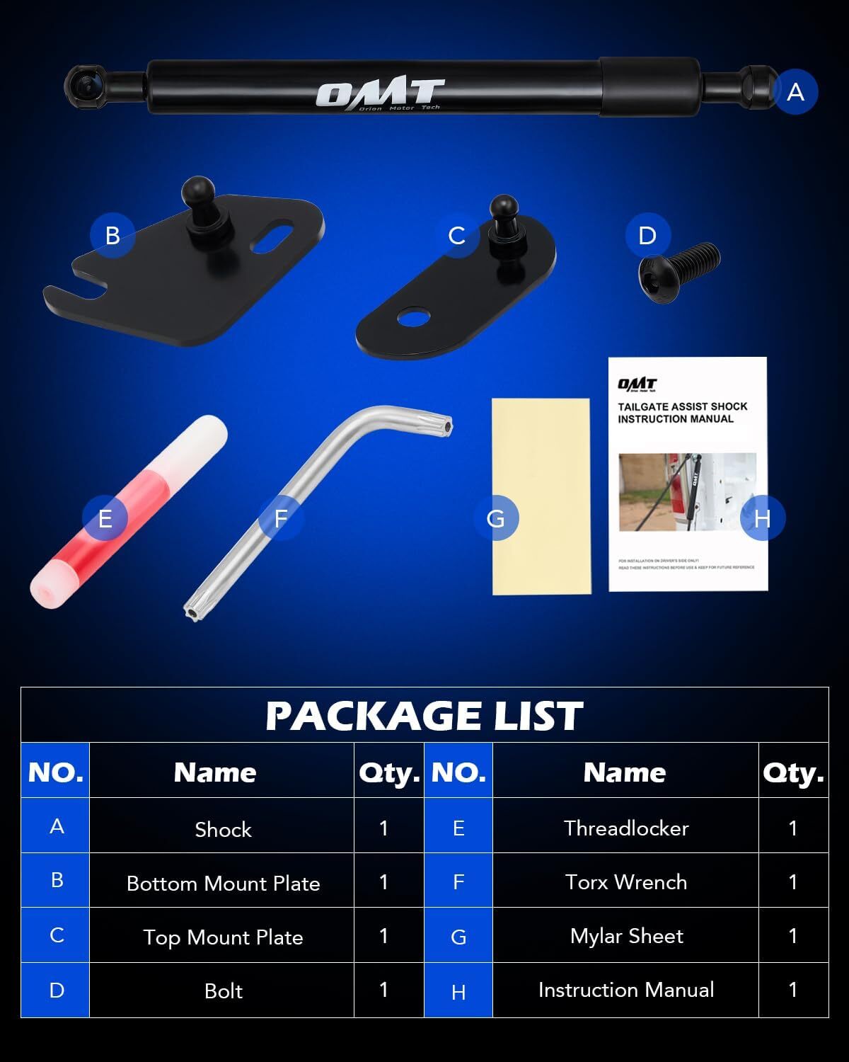 Orion Motor Tech Compatible with 15-23 F150 Tailgate Assist Black