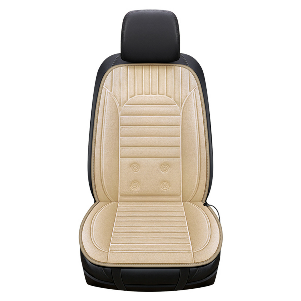 Heated Car Seat Cover Cushion Pad Winter Warmer Fast Heating Beige Short Plush