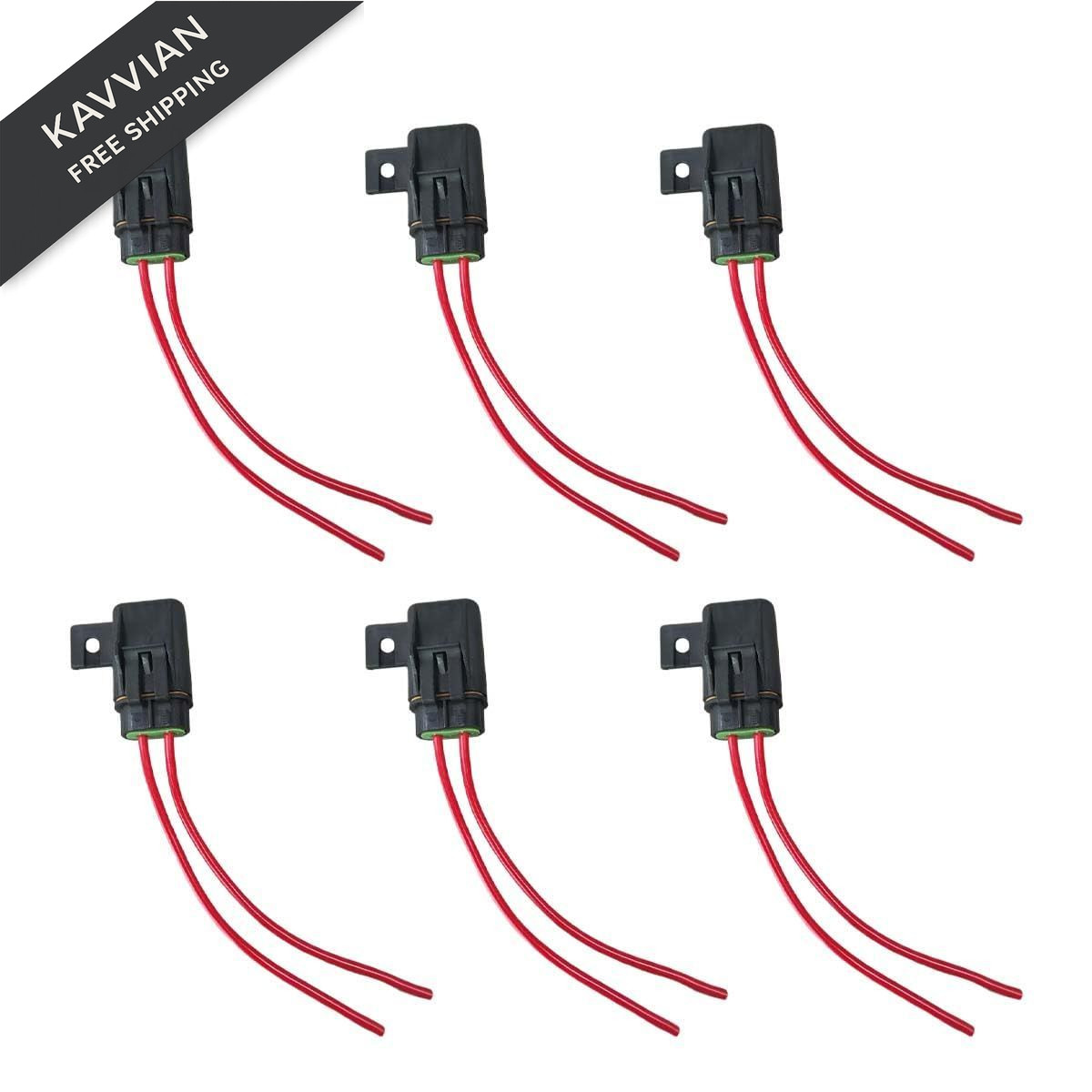 6PCS 12AWG Inline Fuse Holder, 12V Weatherproof ATO/ATC 18PCS, Black&Red