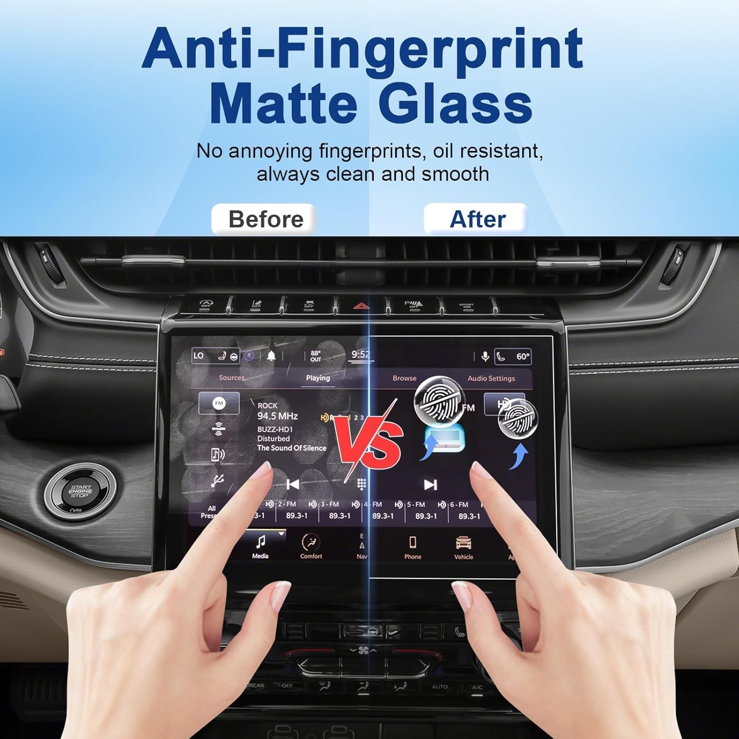 Anti-Glare Matte Screen Protector for 2021-2025 Grand Cherokee L 10.1-inch Touch