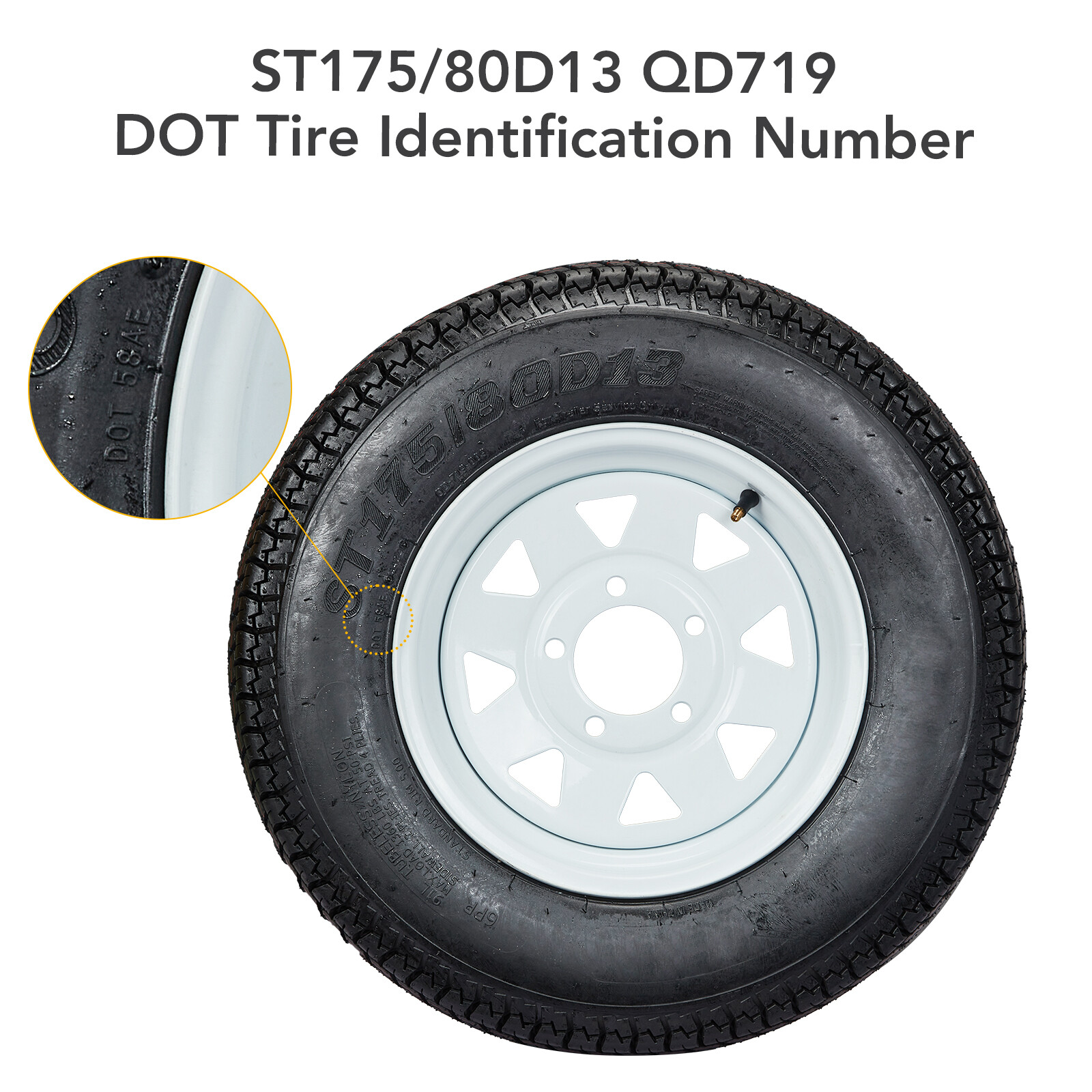 2 Pack ST175/80D13 Trailer Tires with Rims 175/80 D 13 LRC 5 Lug on 4.5″, 6PR