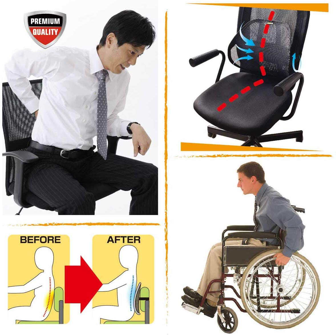Universal 2x Mesh Back Support Lumbar Brace For Car Office Seat Chair Cushion