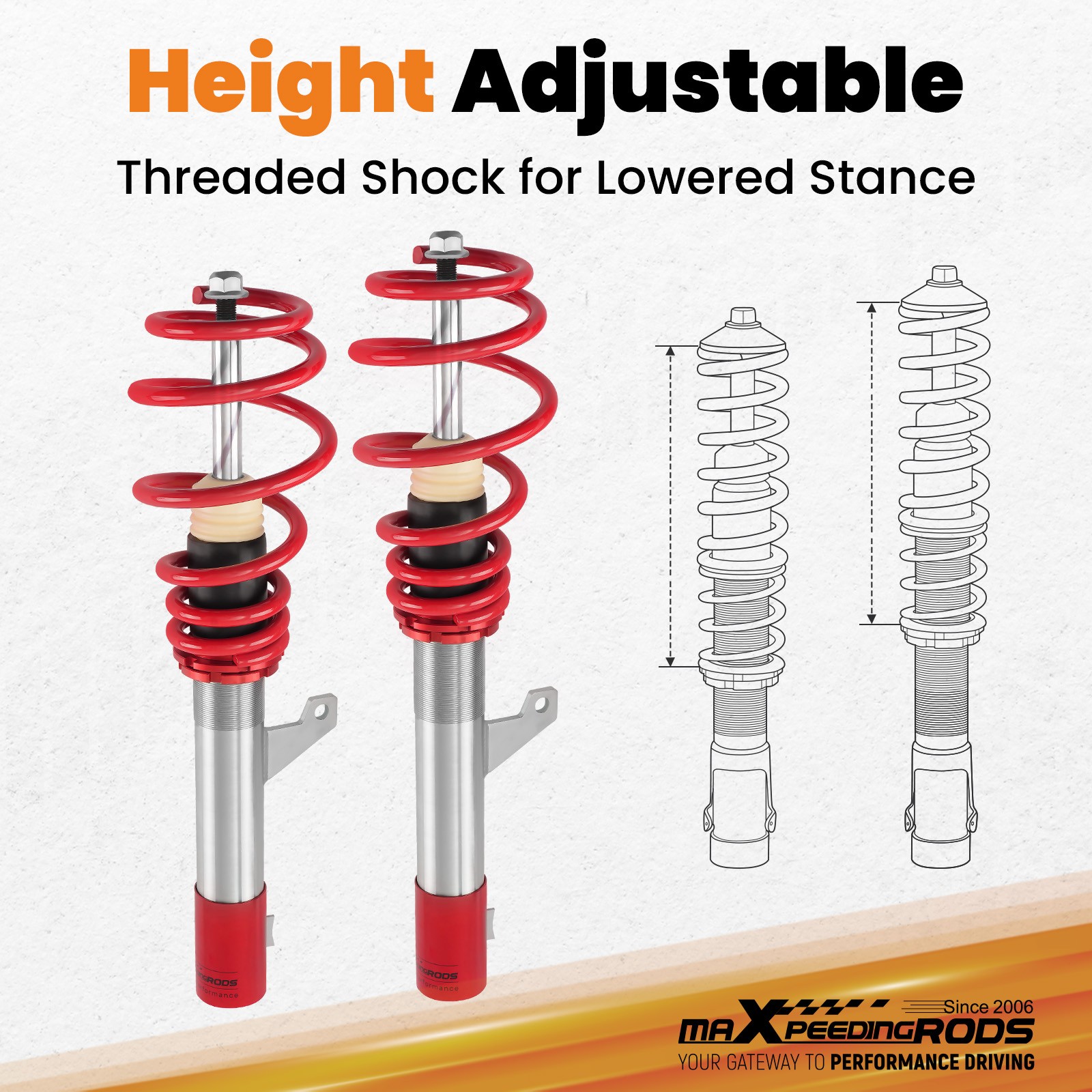 MaXpeedingrods COILOVER Suspension KIT FOR VW MK5 MK6 GOLF/JETTA 06-14 Struts