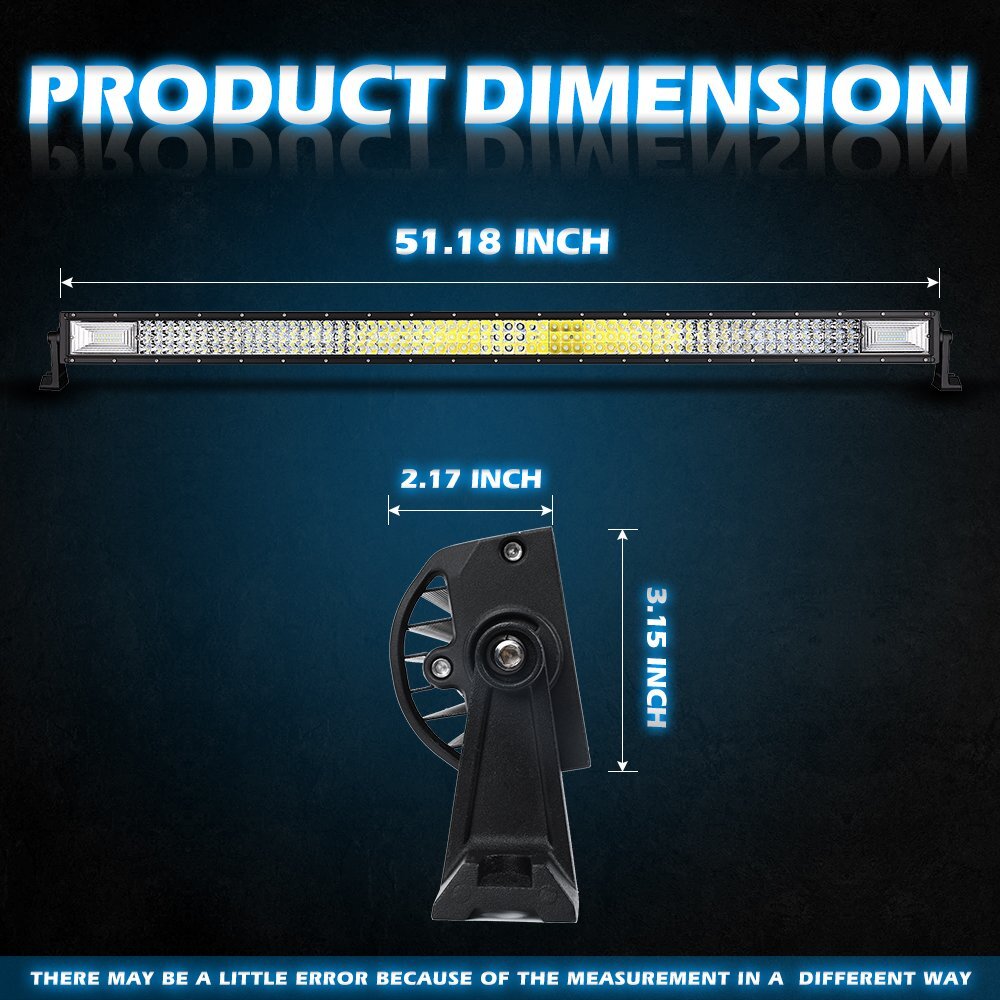 52inch 3500W Tri Row LED Work Light Bar Off Road Spot Flood Combo Driving SUV 50