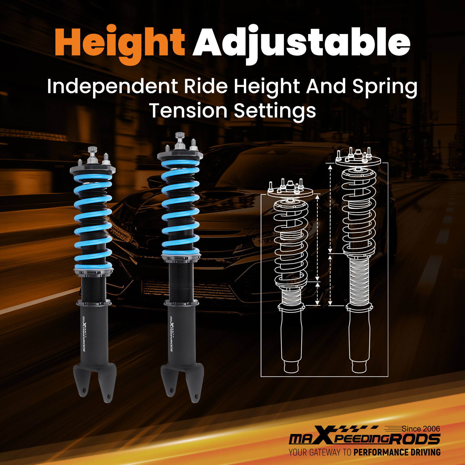 MaXpeedingrods 24-Step Adjustable Coilover Suspension For Honda Prelude 88-91