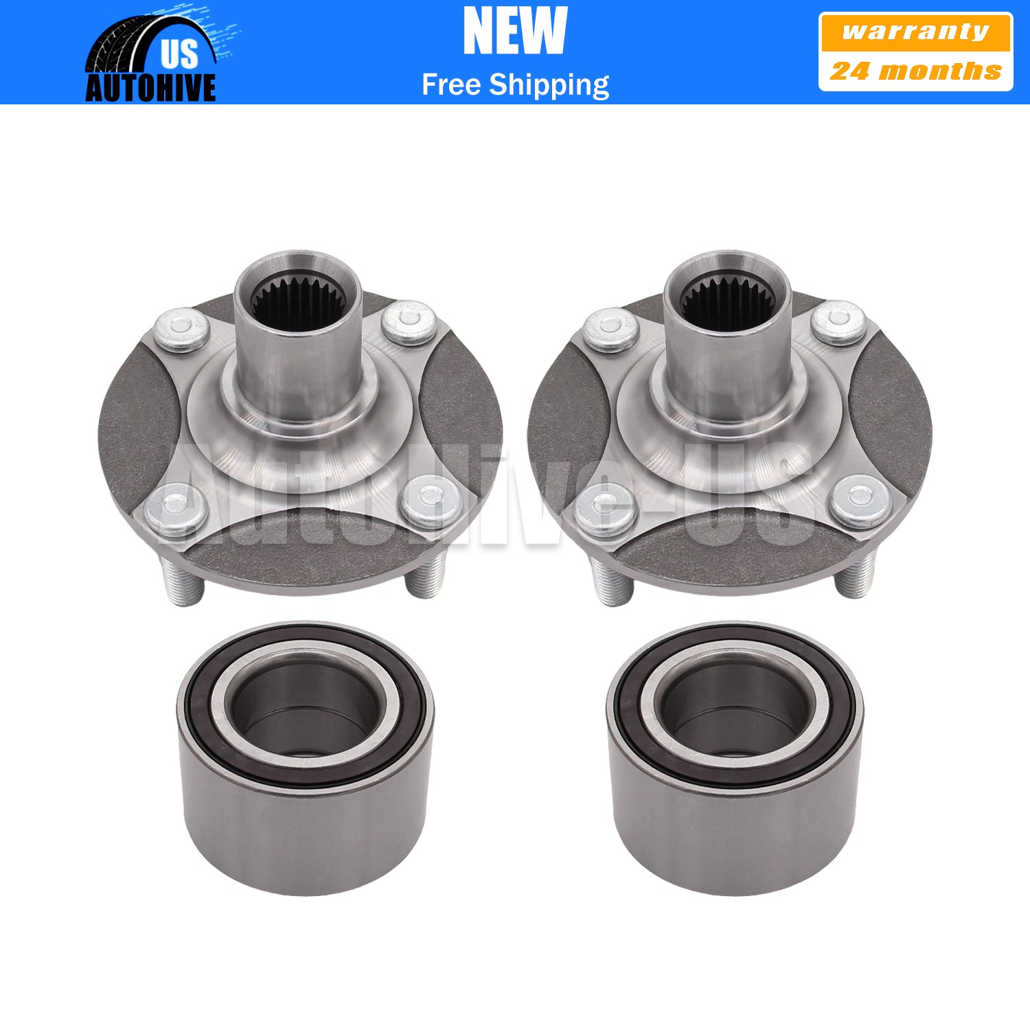 Front Right and Left Wheel Hub & Bearing Set for Mitsubishi Mirage 2014-2024