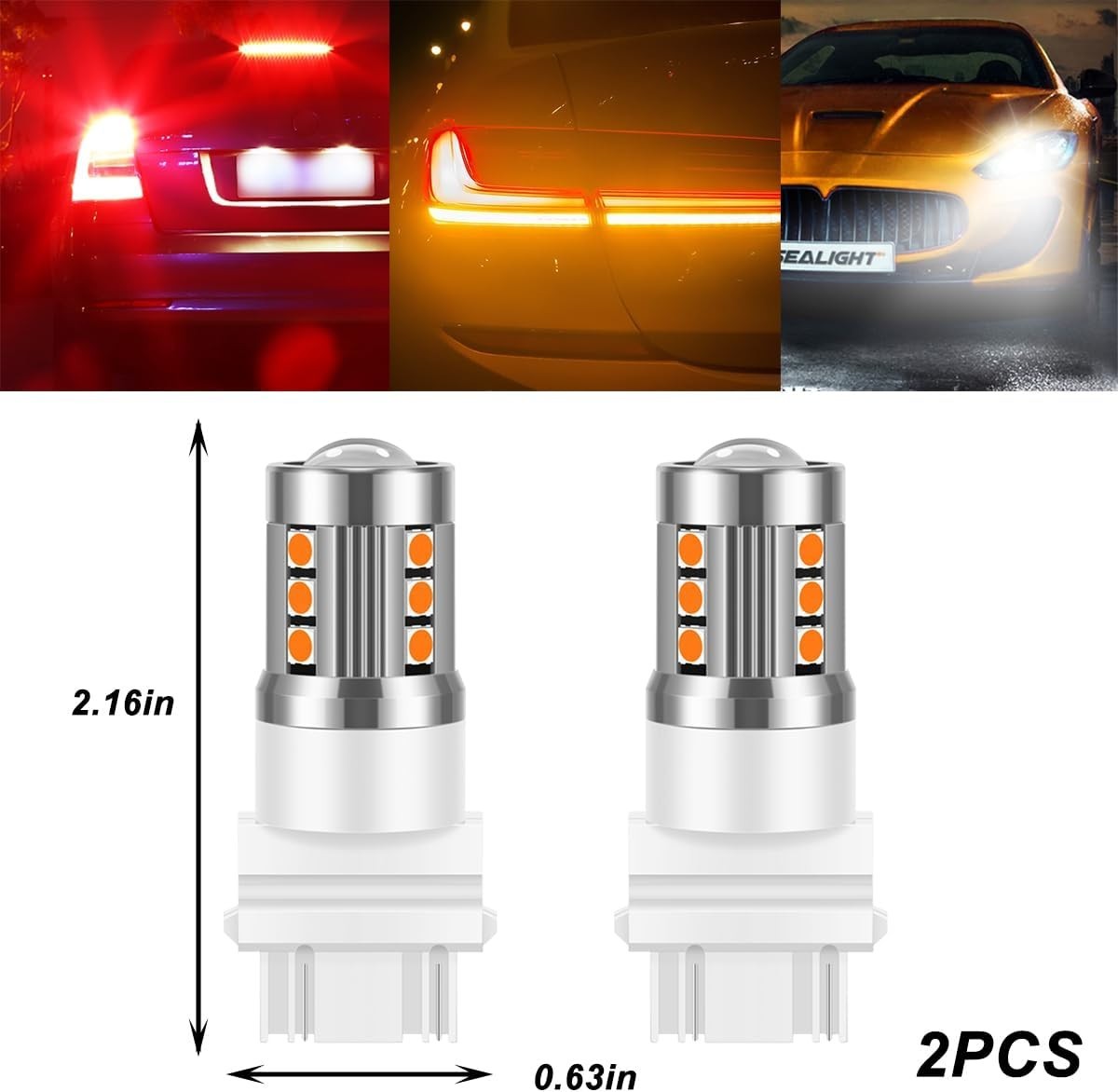 Durable 2PCS 3157 T25 LED Signal Bulbs – Easy Installation & 50,000 Hours Life