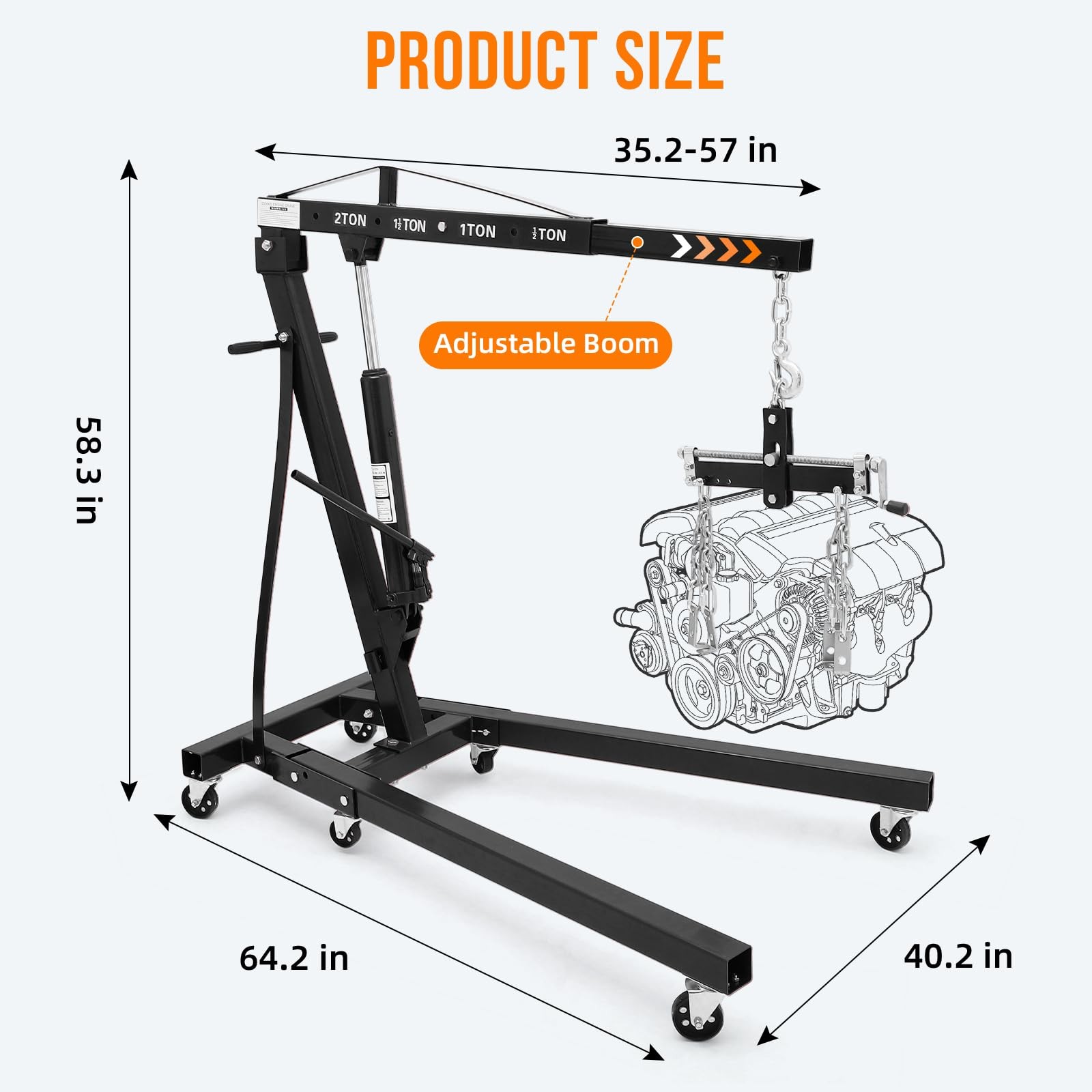 🚩2 Ton Steel Folding Engine Hoist with Lever Hydraulic Cherry Picker Engine Hoi