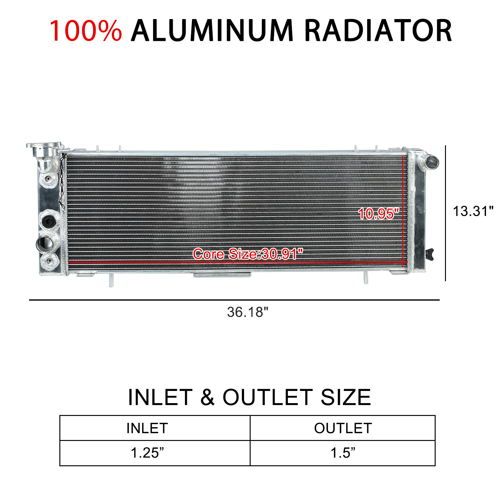 3 Row Core Aluminum Radiator For 1991-2001 Jeep Cherokee XJ Comanche 2.5L 4.0L