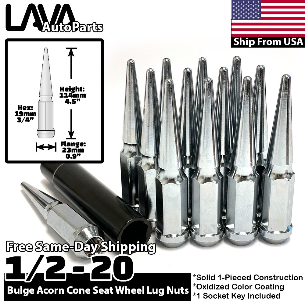 20x Chrome 1/2-20 Spike Lug Nut Fit Ford Explorer Taurus Mustang Ranger LTD Flex