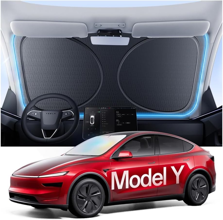Custom Fit Sun Shade for Tesla Model Y 2020-2026, 100% UV Protection & Heat Ins.