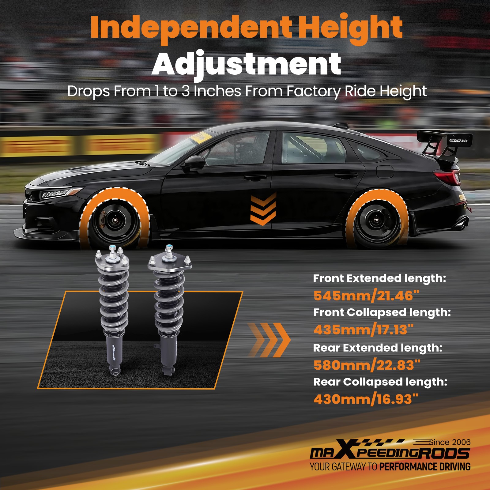 MaXpeedingrods T7 Coilovers Lowering Coils for Lexus GS300 1998-2005 GS400 GS430