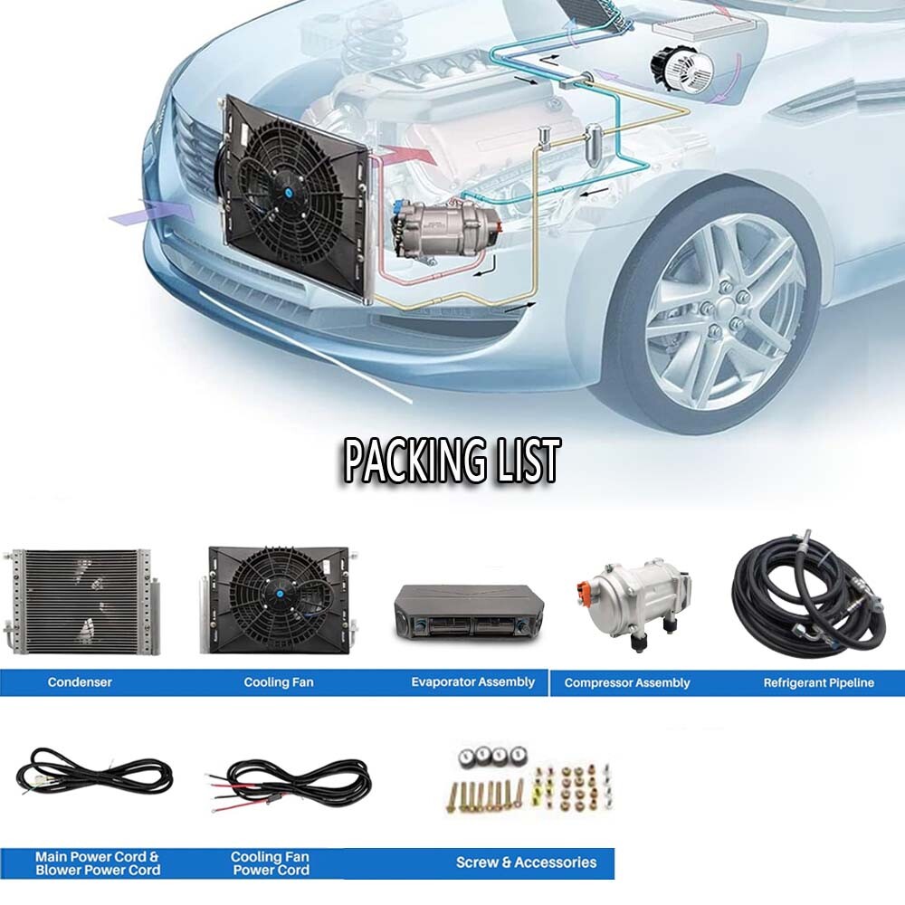 DC12V A/C Kit Universal Underdash Electric Auto Air Conditioner Only Cool Car