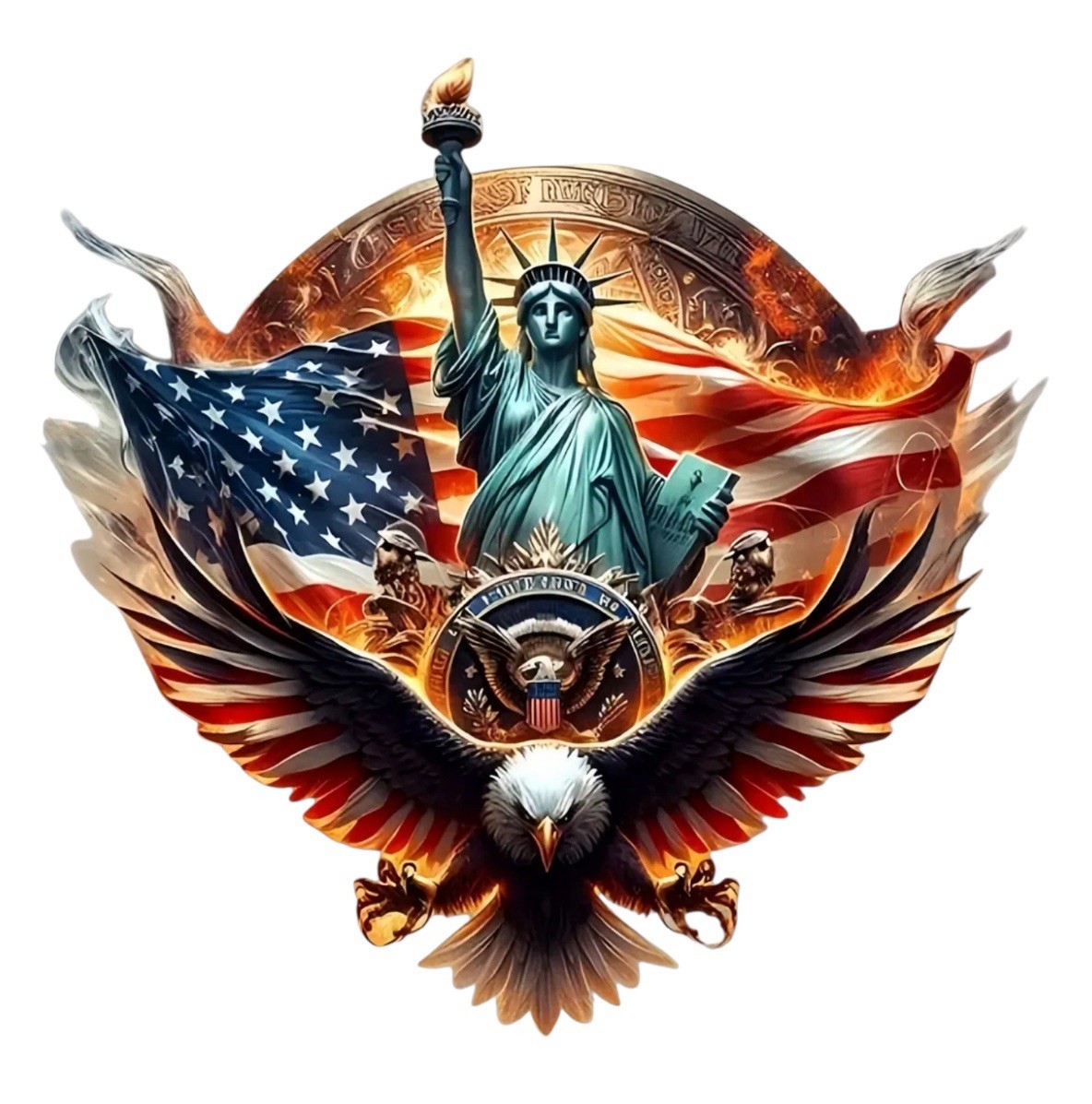 United States America US Flag Eagle Statue of Liberty 5” Inch Sticker Decal 1PC