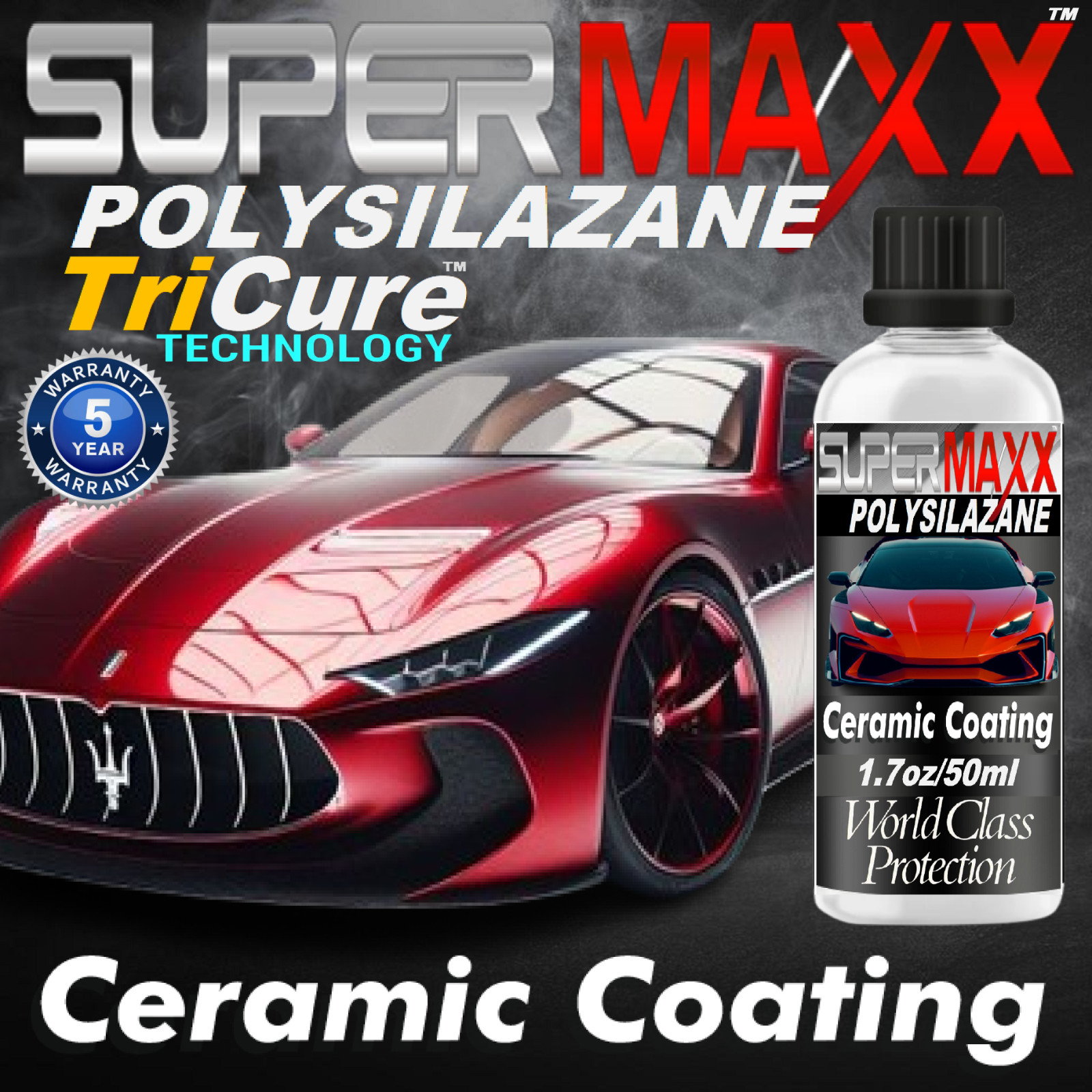 CERAMIC CAR COATING 1.7 OZ/50ML ADVANCED PAINT PROTECTION 5 YEAR DURABILITY