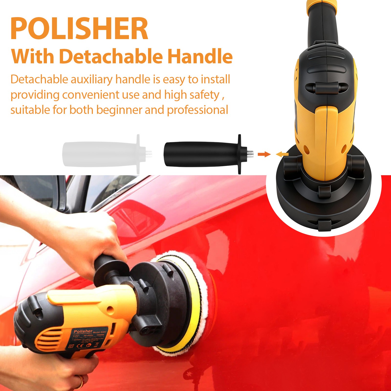 ✅Car Polisher Buffer Sander 800W Polishing Machine Kit Waxing with 5″ Pad Bonnet