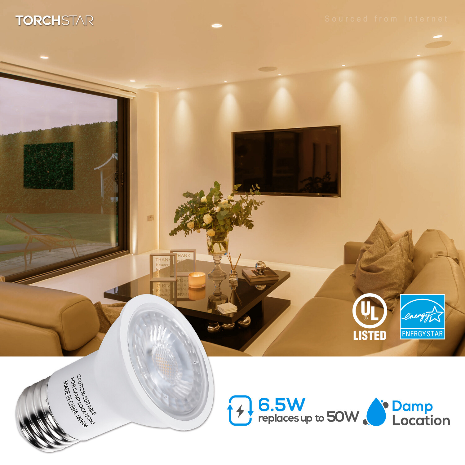 6/12 Pack PAR16 LED Bulb, Dimmable Spot Light, 3000K Warm White, E26 Base