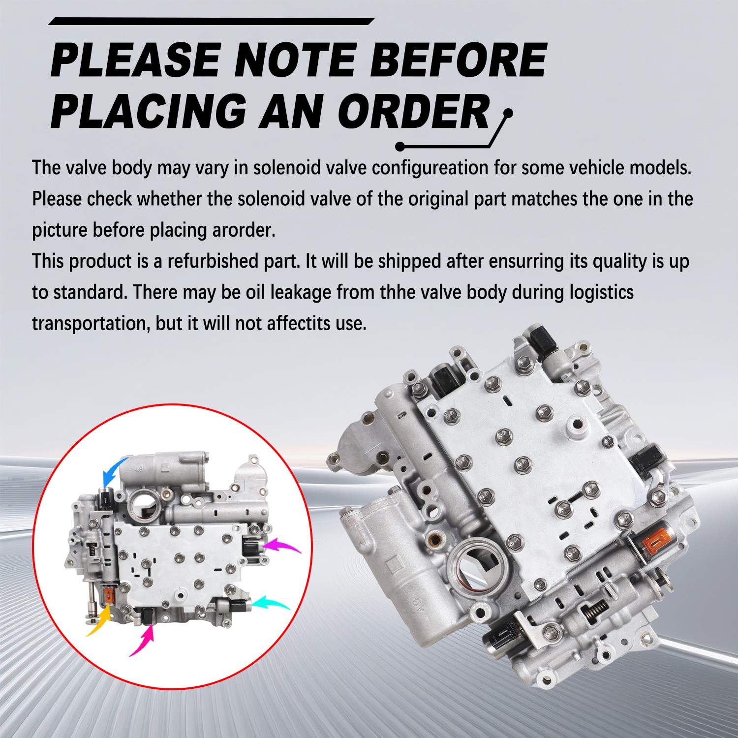 U340E U341E U341F TRANSMISSION VALVE BODY W/ SOLENOIDS TOYOTA COROLLA 1.8L 2008+