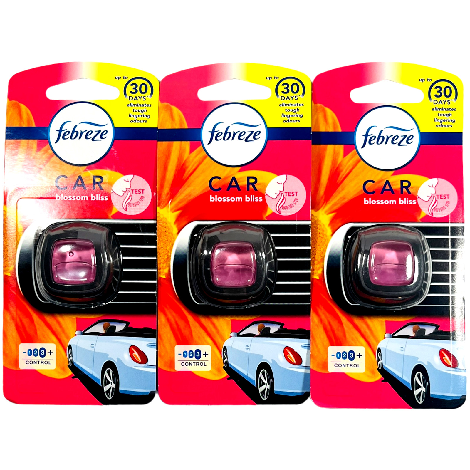 Febreze Car Vent Blossom Bliss Smell Last Up To 30 Days – LOT of 3 – NEW