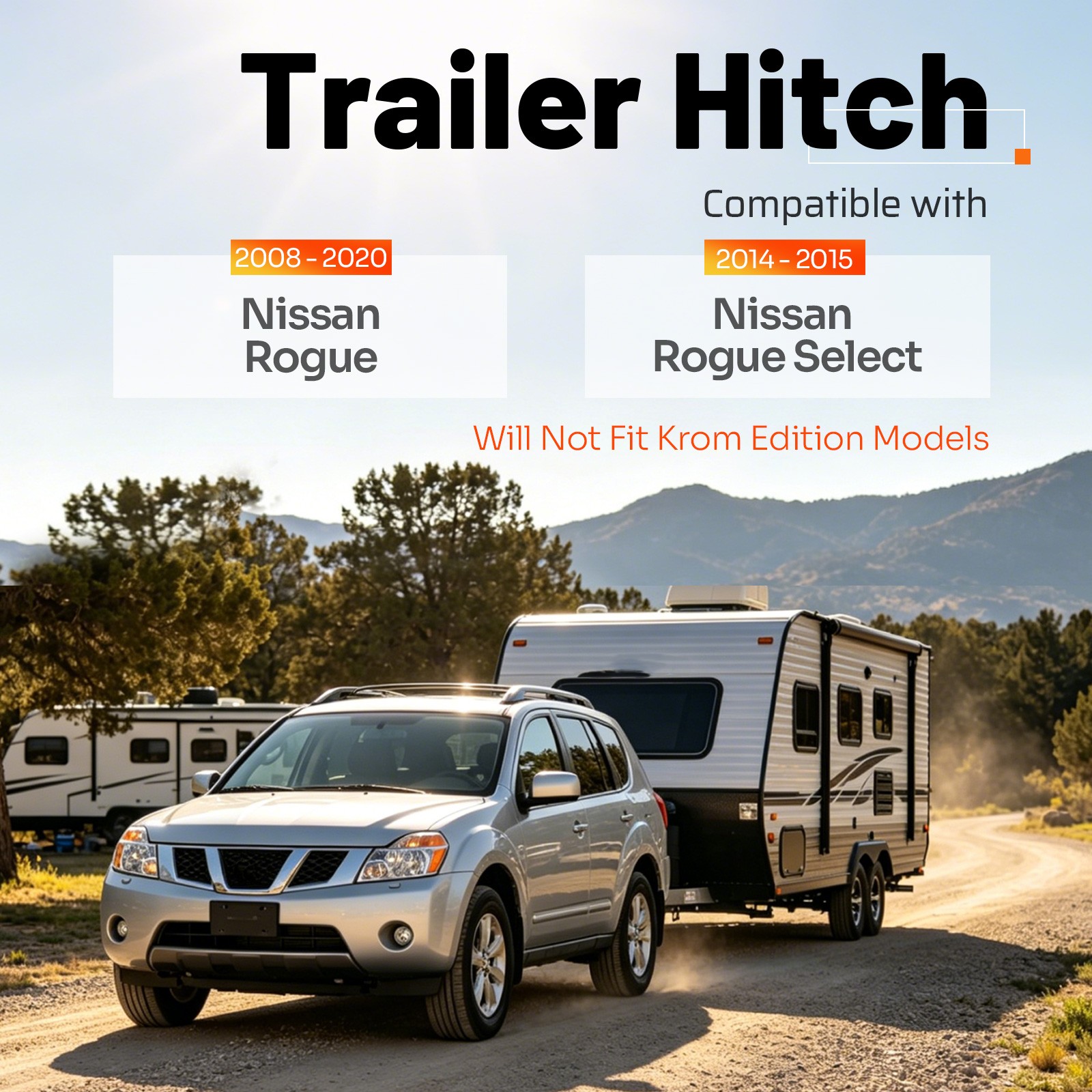 For Nissan Rogue 2008-2020 Class 3 Trailer Hitch Tow 2” Receiver Powder Coated
