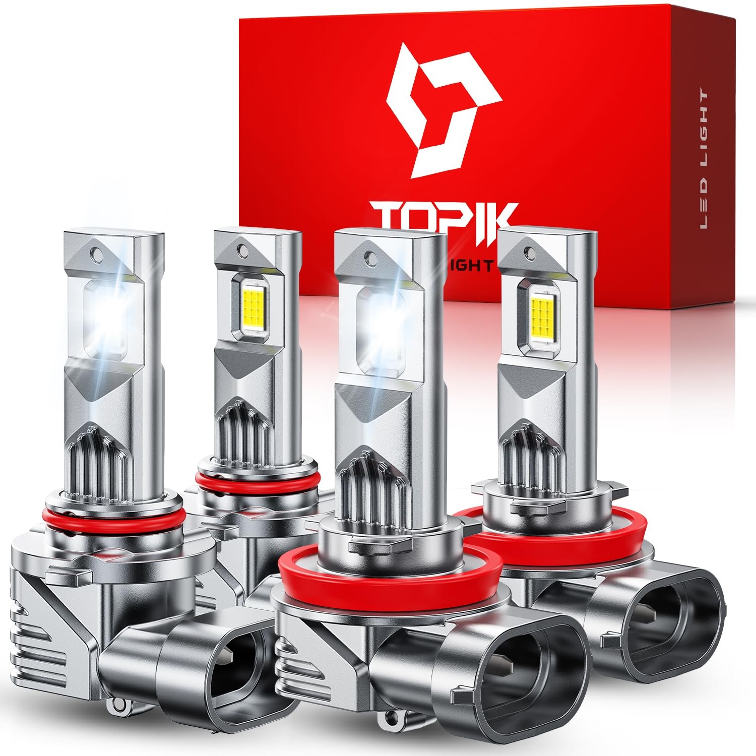 9005 H11 LED Light Bulbs Combo, 76,000LM, 50,000 Hours, No Flicker, 4PCS